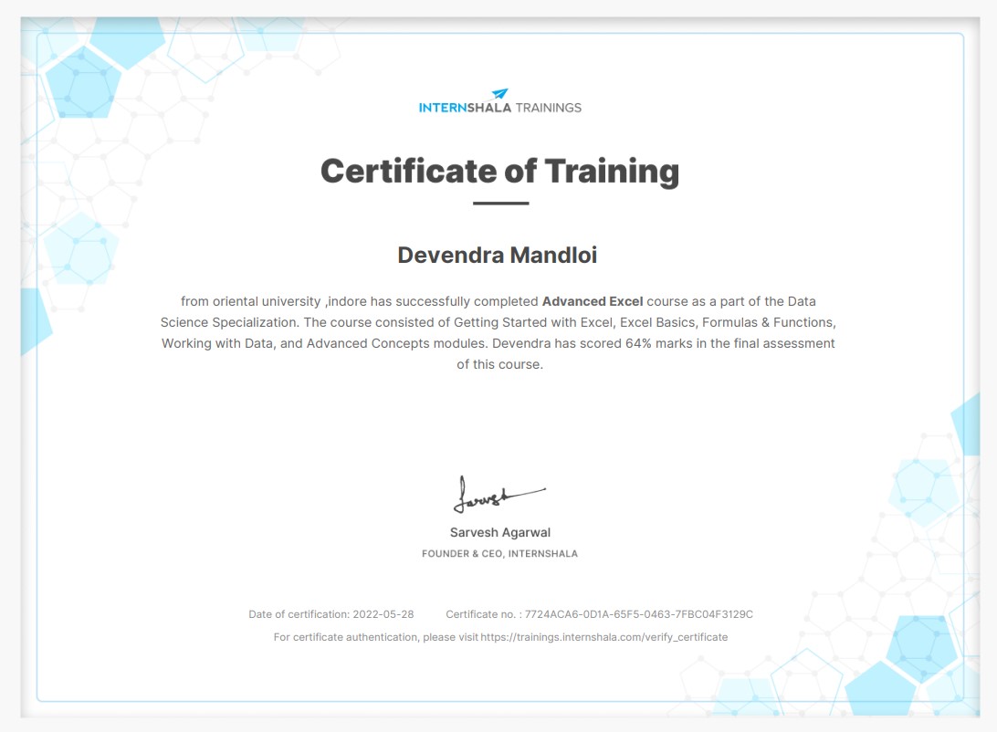Advanced Excel For Data analytics